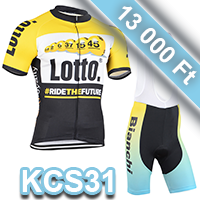 lotto rövidujjú kerékpáros csapatruha kantáros kerékpáros nadrággal