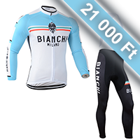 bianchi tavaszi - őszi hosszú kerékpáros csapatruha kantáros nadrággal